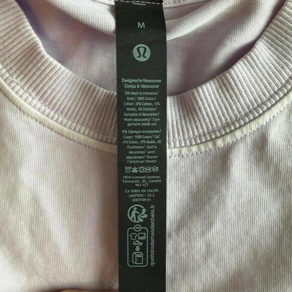 EUC Lululemon Heavyweight Cotton Jersey T-Shirt Light Purple/Lavender Size M - Picture 4 of 4